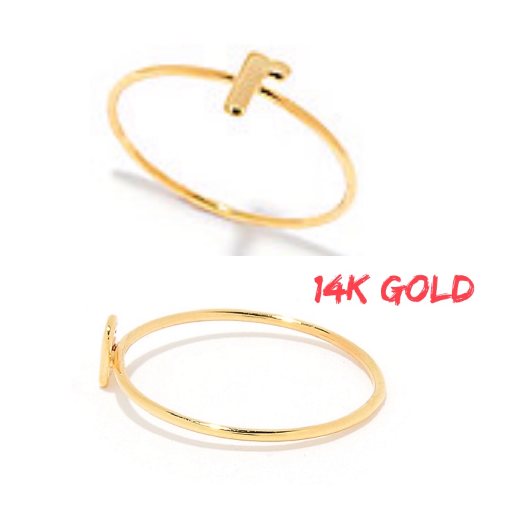 14k Gold Initial “R” Stack Ring